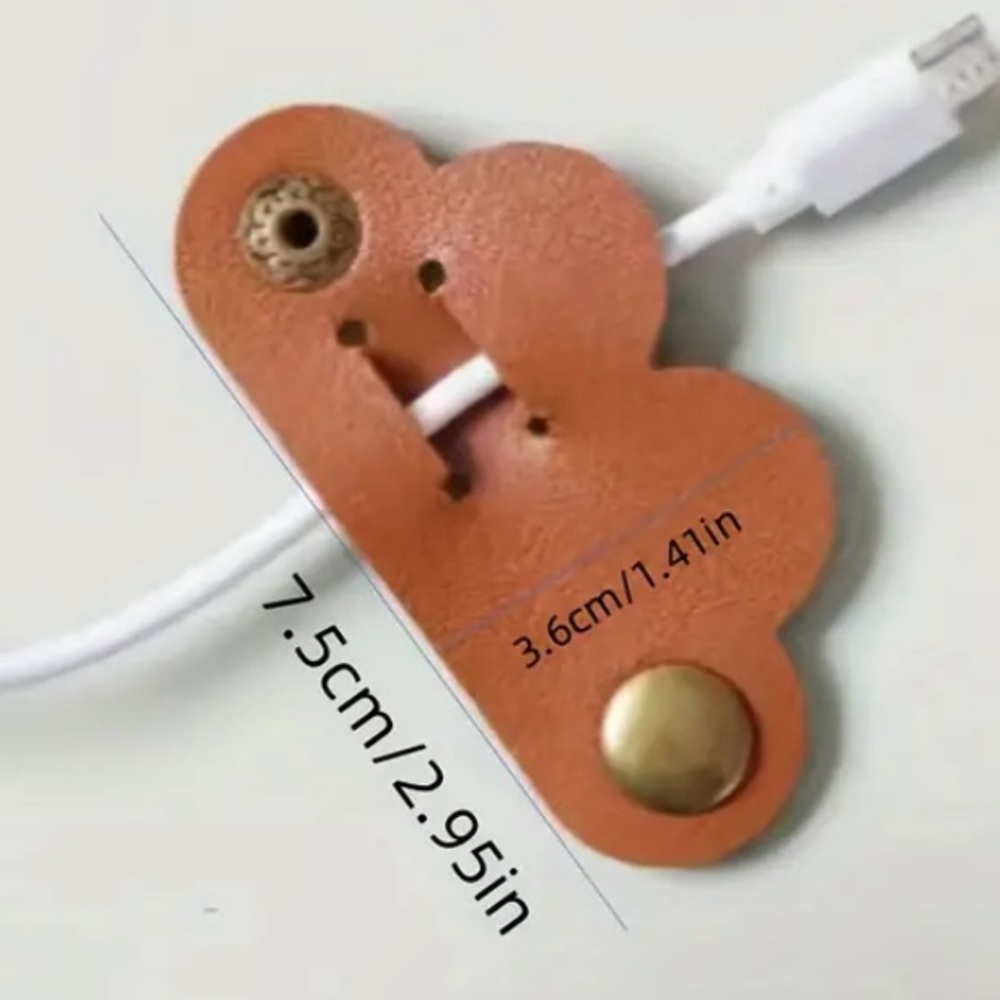 Heart Cable Organizer Strap - Leather Cord Holder mystery color - Picture 6 of 6